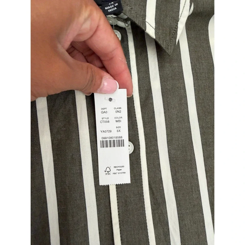 J.Crew Etienne Oversized offset Striped Button Down poplin Shirt 3X NEW preppy